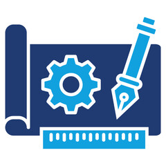 Industrial Design Flat Blue Icon
