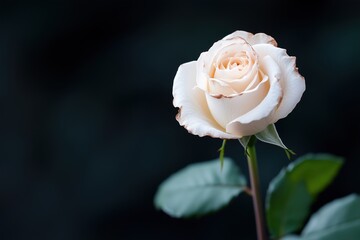 Fototapeta premium Elegante weiße Rose vor dunklem Hintergrund