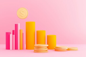 Growth insights financial trends and data visualization in a colorful setting