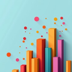 Fototapeta premium Colorful graphical chart illustrating data trends modern office space digital art bright environment aerial view data visualization