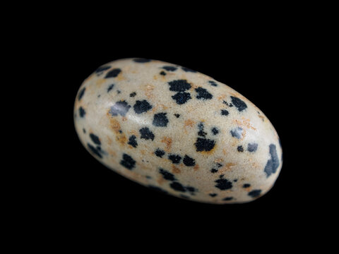 Dalmatian jasper is a unique mineral with a characteristic spotted pattern, which attracts attention.