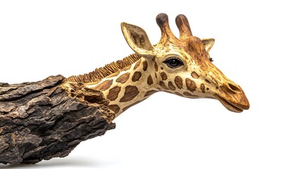 Obraz premium Giraffe, Carving, Wood Sculpture, Abstract Image, Texture, Pattern Background, Wallpaper, Smartphone Cover and Screen, PC, Laptop, 9:16 and 16:9 Format
