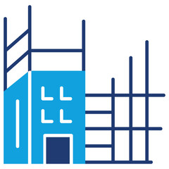 Building Structure Flat Blue Icon