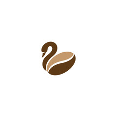 swan and coffee logo. vector illustration of goose and coffee beans for icon,symbol or logo