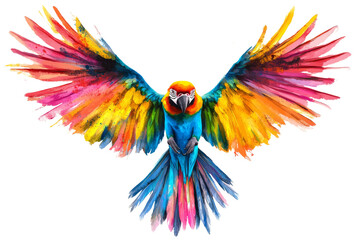 Obraz premium Vibrant macaw spreading its colorful wings wide