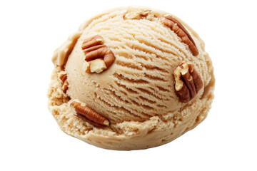 Pecan ice cream scoop served in a round shape