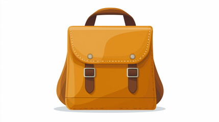 Minimalist stylized school bag icon in flat illustration on pure white background