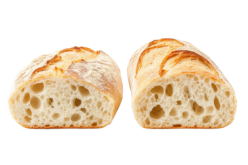 Freshly baked artisanal bread loaf cut open