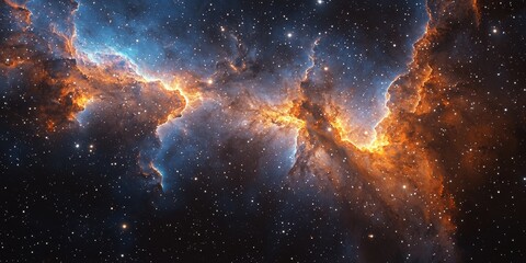 Obraz premium Cosmic nebula formation outer space astronomy image galactic environment wide-angle view stellar evolution