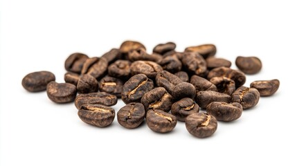Naklejka premium Premium Artisanal Coffee Beans Creating Elegant Frame on Pristine White Background for Gourmet Marketing