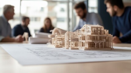 Detailed architectural model showcased during collaborative desi