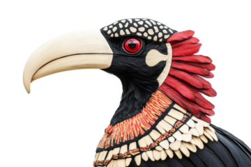 Intricate sculpture of a bird with vibrant details