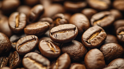 A detailed close-up capturing the rich texture of roasted Arabica coffee beans