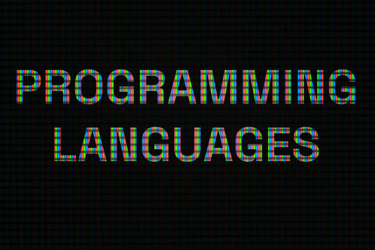 Programming languages text title pixel background on a technical theme