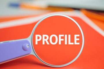 Profile text magnifying glass background