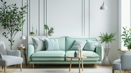 mint green living room