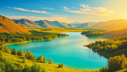Fototapeta premium stunning national natural park Burabay Kazakhstan, summer day