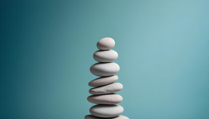 Balanced Stone Pile . Rocks balancing on one another. Concept of balance, zen, calm, wellness, meditation, spirituality. 