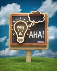 blackboard with the word "AHA"