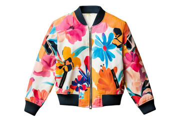 Floral bomber jacket on white backdrop