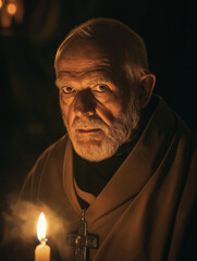Fototapeta premium Catholic priest holding a candle