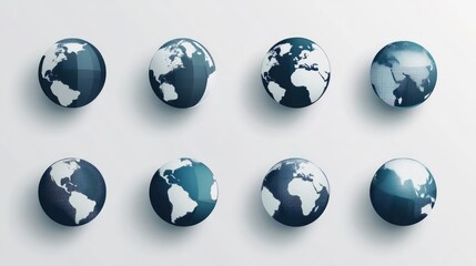 Obraz premium Modern Minimalist Globe Collection with Abstract Geometric Shapes and Contemporary Design Elements for Business Infographics
