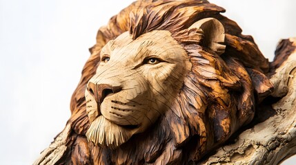 Animals, Lion, Carving, Wood Sculpture, Abstract Image, Texture, Pattern Background, Wallpaper, Smartphone Cover and Screen, PC, Laptop, 9:16 and 16:9 Format