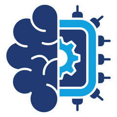 Brain Circuit Flat Blue Icon