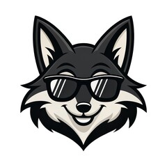 Cool Cartoon Wolf Mascot Head Character Wearing Sunglasses Vector Illustration