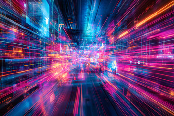 Dynamic Neon Dreamscape: Embracing the Vivid Symphonies of Light and Color