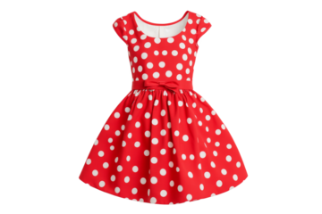 Cute red polka dot dress for children on display