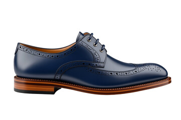 Elegant navy blue dress shoe with intricate design