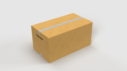 closed paper box with ribbon on white backdrop, top view