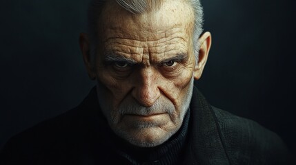 Obraz premium Portrait of a Wise and Kind Elderly Man: Generative AI Art. A thoughtful, serene expression speaks volumes. Perfect for projects needing a wise, 