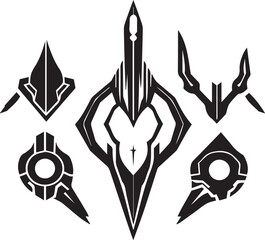 Set of minimalistic futuristic elements. Hand drawn vector illustration
