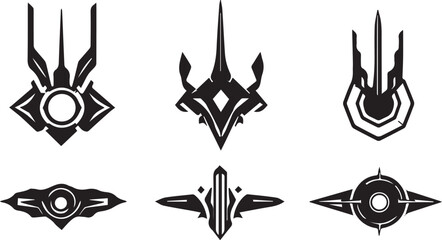 Set of minimalistic futuristic elements. Hand drawn vector illustration
