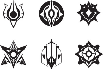 Set of minimalistic futuristic elements. Hand drawn vector illustration
