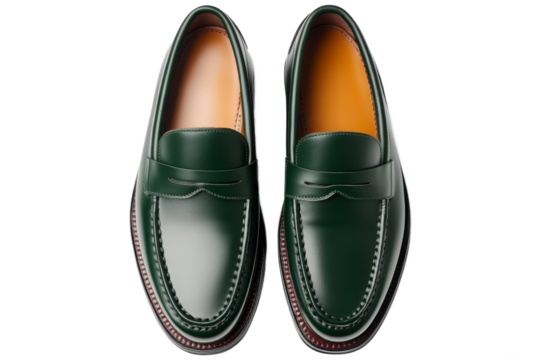 Elegant green leather loafers for casual style