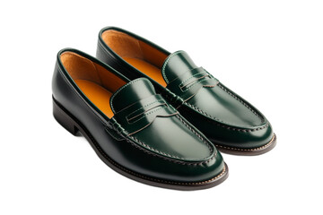 Stylish green leather loafers for formal occasions