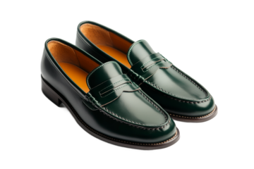 Stylish green leather loafers for formal occasions