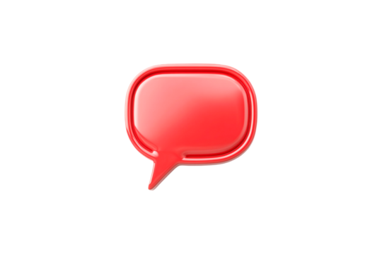 Red 3D Speech Bubble on Black Background,