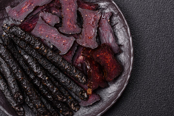 Horse meat sausage with salt, spices and herbs