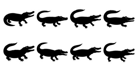 Crocodile Silhouette Bundle for Wildlife and Reptile Design