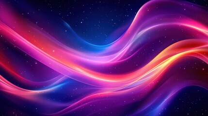 Obraz premium Colorful abstract waves of light flowing through a starry background