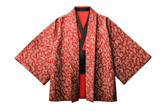Intricate red patterned traditional kimono