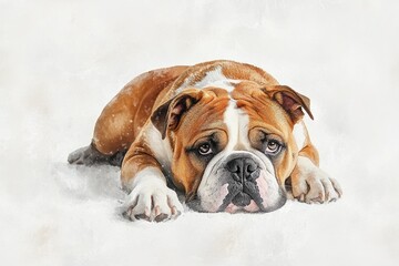 Lone Brown and White Dog in Snow
