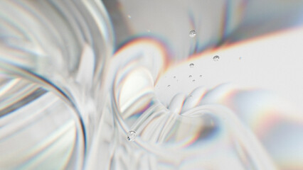 White abstract background with sphere and spiral shapes, 3d render