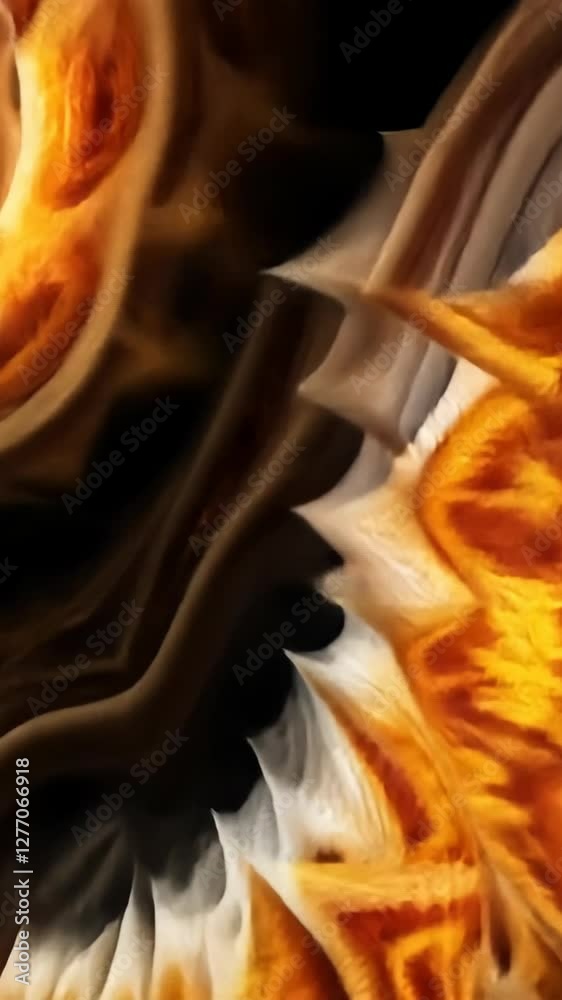 Wall mural swirling patterns of warm colors create an abstract visual experience in a dynamic artwork