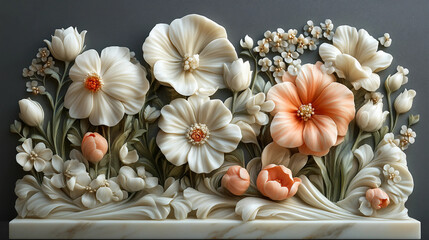 Sculptural floral relief