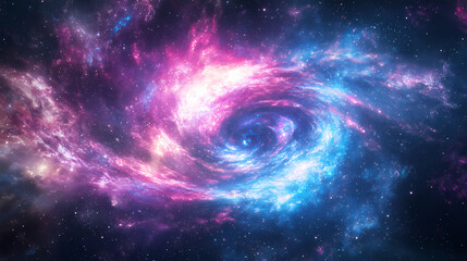 Obraz premium Cosmic mandala: vibrant galaxy pattern with swirling fractals. Mystical Neon Fractals. Illustration